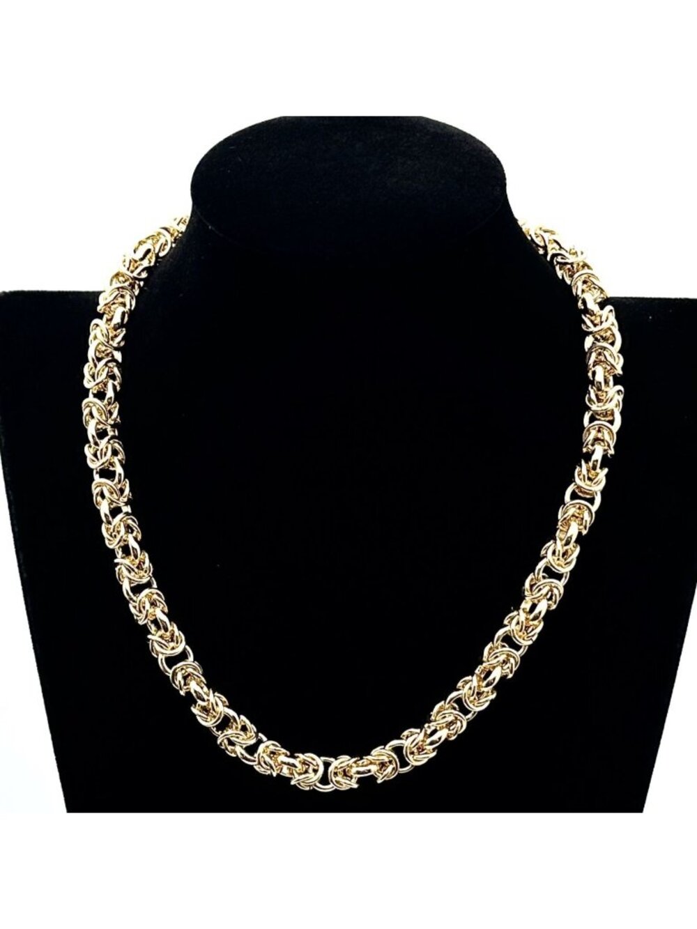 Moda Al Massimo Italy 18K Yellow Gold Plated Heavy Byzantine Chain 17 Inch